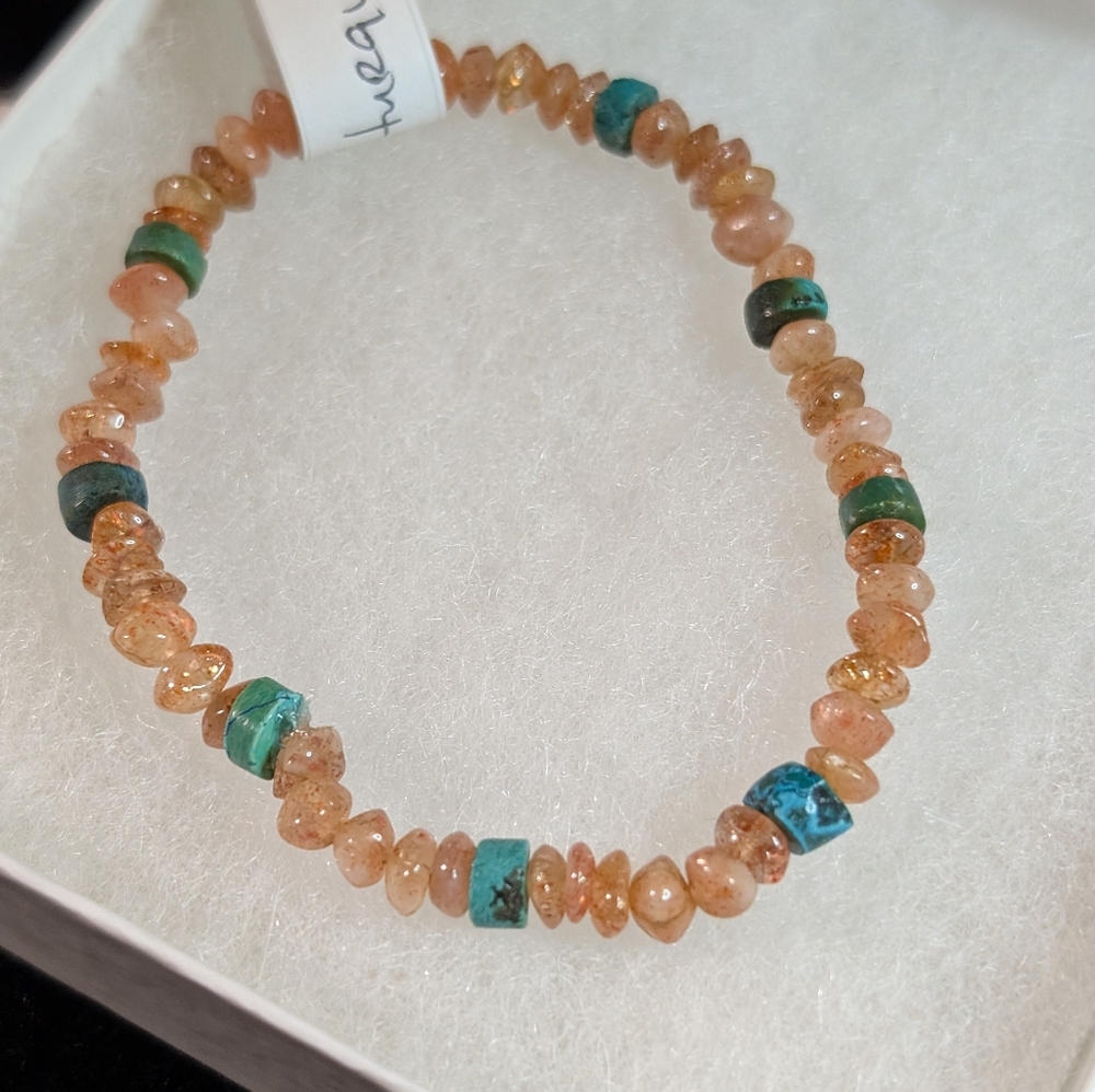 Sunstone And Turquoise Stretch Bracelet - Picture 1 of 2
